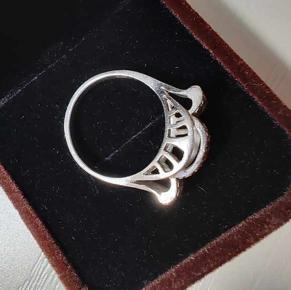 Art Deco German 935 Silver Marcasite Cocktail Ring Size 7 - Picture 11 of 17